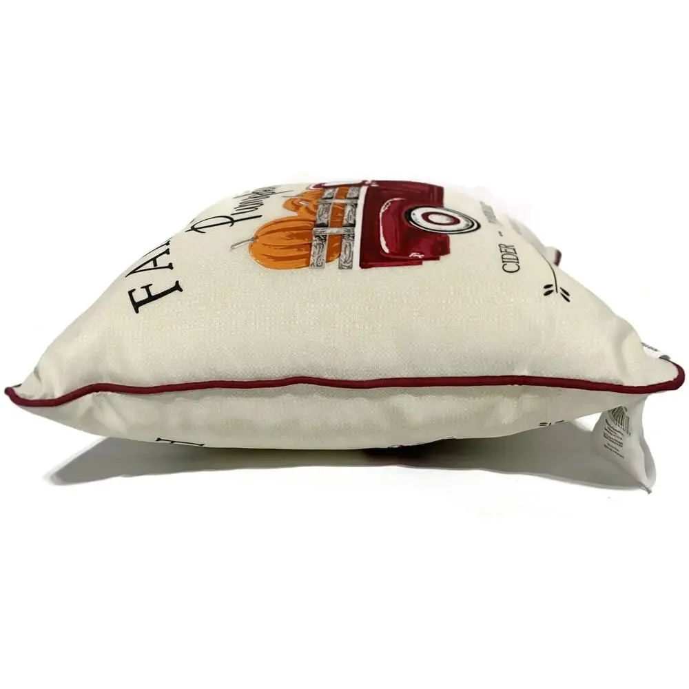 Mainstays Indoor Outdoor Throw Pillow Farm Fresh Pumpkins 15x15 Fall Decor NWT